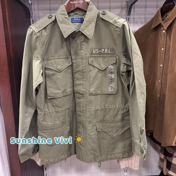 NWT Polo Ralph Lauren Woman Iconic Field Jacket Hoodie Patches Olive small - Picture 7 of 9